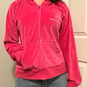 Pink Velour Rhinestone Hoodie